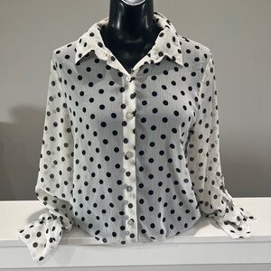 Women Dot Long Sleeve Shirt Size Medium